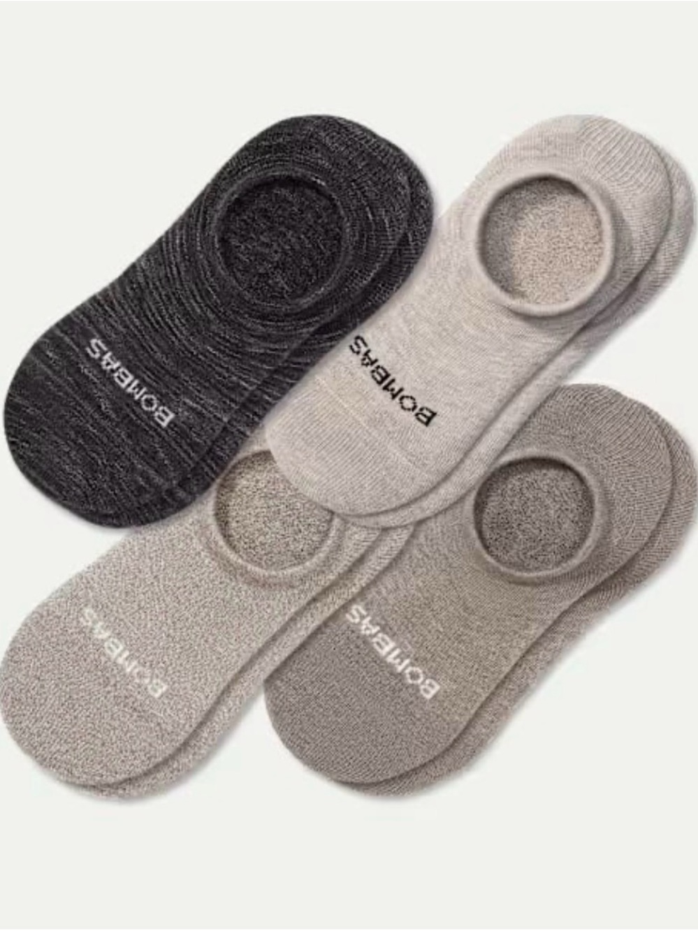Bombas No-Show Cushioned Socks — Black, Light Gray, Taupe, Beige (4-Pack)